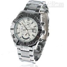 Rome Style. Manly Stainless Steel Quartz Wristwatch Watch With Date