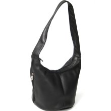 Royce Leather Women's Vaquetta Hobo Bag with Side Zip Pocket (Black)