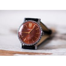 Russian watch Soviet watch Men watch Mechanical watch - brown clock face watch -men's wrist 