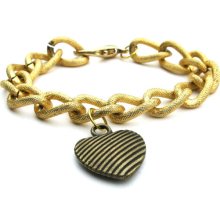 SALE Carrie Arm Candy Chunky Gold Chain Heart Charm Bracelet - Large Chunky Gold Chain Heart Bracelet Arm Candy Chunky Chain Bracelet