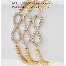 SALE: Charms 1pcs-Neodesign Handmade Gold Beads Sideways Rhinestone Infinity Bracelet Finding