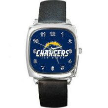 San Diego Chargers Unisex Silver-Tone Square Metal Watch 01