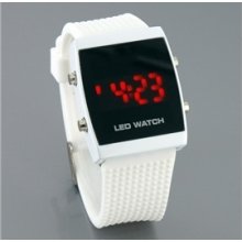 Scl001 Fashionable Stainless Steel Led Watch (white)