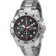 Seiko Chronograph Black Dial Stainless Steel Mens Watch Sndd95