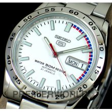 Seiko Men Automatic White Racer 50m Watch Snke07j1 Made In Japan