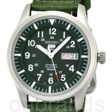 Seiko Men's Automatic Green Military Wr100m Snzg09 Snzg09k1