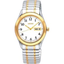 Seiko Men's SGG740 Silver Two-tone Stainless-Steel Quartz Watch with White Dial