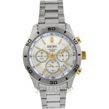 Seiko Men's SSB051 Silver Stainless-Steel Quartz Watch with Silver Dial