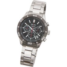 Seiko Men's SSB051 Silver Stainless-Steel Quartz Watch with Silve ...