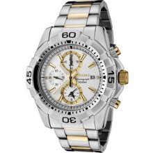 Seiko Snae27 Men's Two Tone Silver Dial Alarm Chronograph Sports Watch