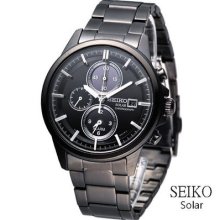 Seiko Spirit Solar Chronograph Watch Black Sbpy009j