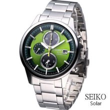 Seiko Spirit Solar Chronograph Watch Green Sbpy011j