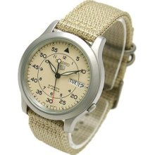 Seiko5 Sports Military Beige 21j Mens Auto Date Day Watch Snk805k2