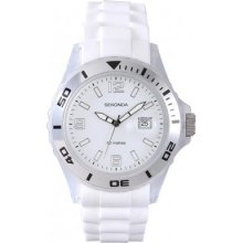 Sekonda 3362 White Party Time Mens Watch - Stainless Steel Case - Rubber Strap