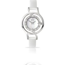 Seksy By Sekonda Women's Quartz Watch With Mother Of Pearl Dial Analogue Display And White Leather Strap 4523.37