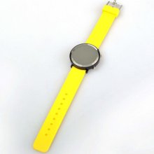 Silicone Led Digital Silicone Mirror Unisex Sports Watch Yellow