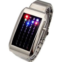 Silver Color Mens Meteor Shower Digital 44 Multicolored LED Watch WI