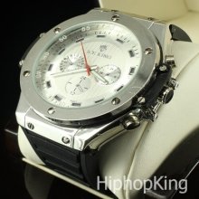 Silver Metallic Face Cool Hip Hop Watch Quartz Analog Movement Classy Cool