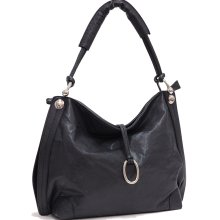 Silver ring flap over front hobo bag