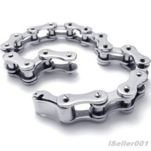 Silver Tone Mechanic Style Stainless Steel Link Men's Bracelet 8.85