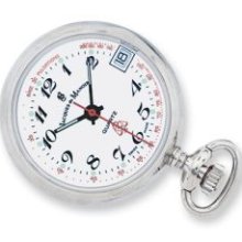 Silver-Tone White Dial Round Open Face Nurse Watch W/Pin