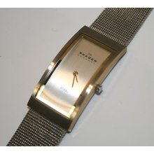 Skagen Denmark Stainless Steel Two Tone Mesh Ladies Watch