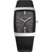 Skagen Men's Black Label Leather Strap Watch