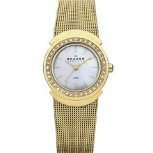 Skagen Round Mesh Strap Watch, 26mm Gold