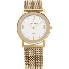 SKAGEN SKAGEN Gold Tone Stretch Mesh Watch