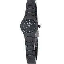 Skagen Women Dial Black Ceramic Watch Case Quartz Movement Round Jewelry