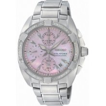 Sndz37 Seiko Ladies Watch Velatura Diamonds Chronograph