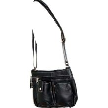 Soft Black Genuine Leather Cross Body Organizer Shoulder Multi-purpose Bag