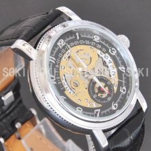 Soki Black Dial Date Analog Mechanical Automatic Mens Wrist Band Watch M43