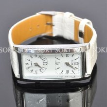 Soki Dual Womens Lady Dress White Analog Quartz Leather Band Watches S36