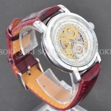 Soki White Analog Date Automatic Mens Mechanical Wrist Xmas Gift Watch S41