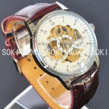 Soki White Dial Analog Mens Automatic Mechanical Wrist Band Watches S098