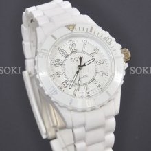 Soki White Dial Woman Lady Plastic Analog Quartz Wrist Band Watch M72