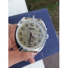 Soviet-era Slava Automatic Watch 27 J Cal. 2427, Day And Date Rare