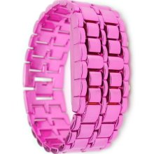 Stainless Purple Steel LED Red Digital Unsex Bracelet Watch