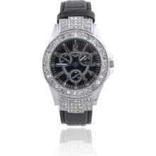 Stainless Steel Case Lady Quartz Watch Black