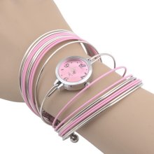 Stainless Steel Case Lady Quartz Watch Decoration Bracelet Wrist Circle Watch