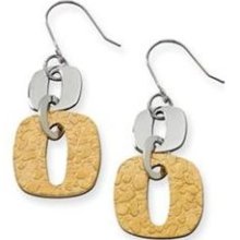 Stainless Steel Gold IP-plated Square Link Earrings ...