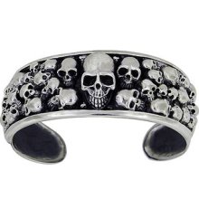 Stainless Steel Multi Skull Men Cuff Bangle (ssbr201)