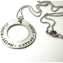 Stamped Stainless Steel Washer Necklace