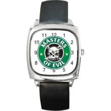 Starbucks Coffee Parody Unisex Silver-Tone Square Metal Watch 10