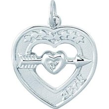 Sterling silver Diamond Heart w/ birthstone April Necklace ...