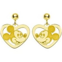 Sterling Silver Gold Plated Disney Mickey Mouse Heart Dangle Earr ...