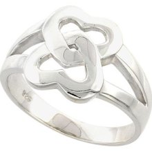 Sterling Silver Interlocking Hearts Ring Flawless Quality Finish 1/2