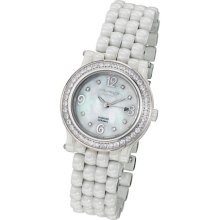 Stuhrling 955 12e1w7 Womens Vogue Audrey Grace Ceramic Quartz Diamond Mop Watch