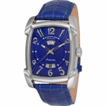 Stuhrling Original 98XL.3315C6 Mens Classic Regatta Valiant Slim Swiss Quartz with Stainless Steel Case Blue Dial and Blue Leather Strap Watch